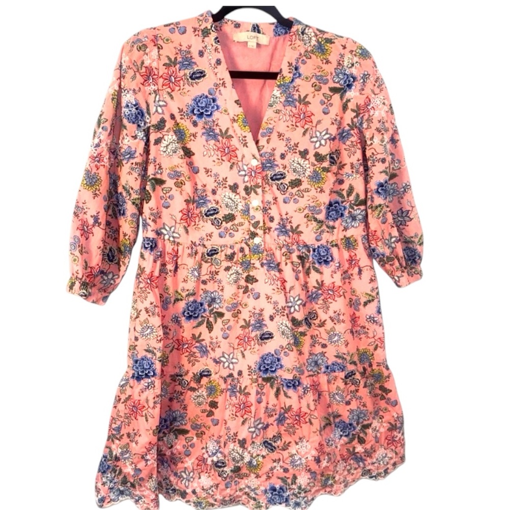 LOFT Pink Floral Midi Dress